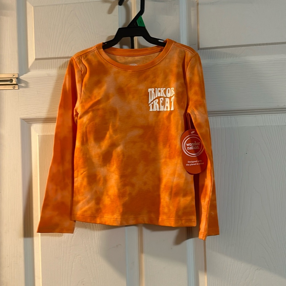 WONDER NATION GIRLS GRAPHIC TEE: ORANGE TIE DYE: NEW WITH TAGS: SIZE XS (4/5)